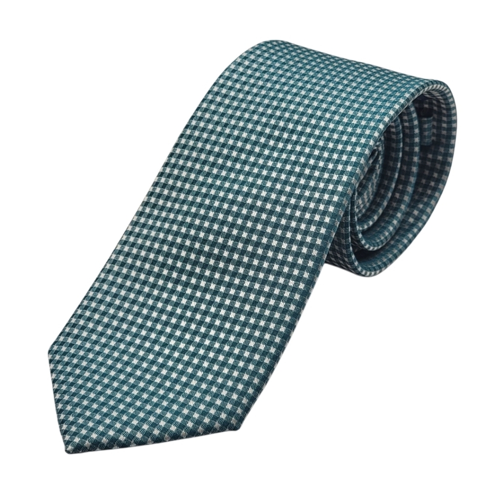 The Tie Bar‎ Mens Necktie 100% Silk Green Check Tie